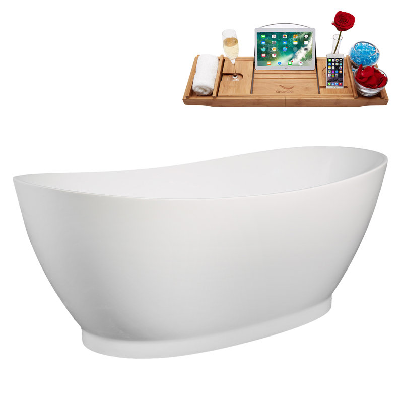 Baignoire autoportante 67 "avec drain interne Streamline, Bronze brossé