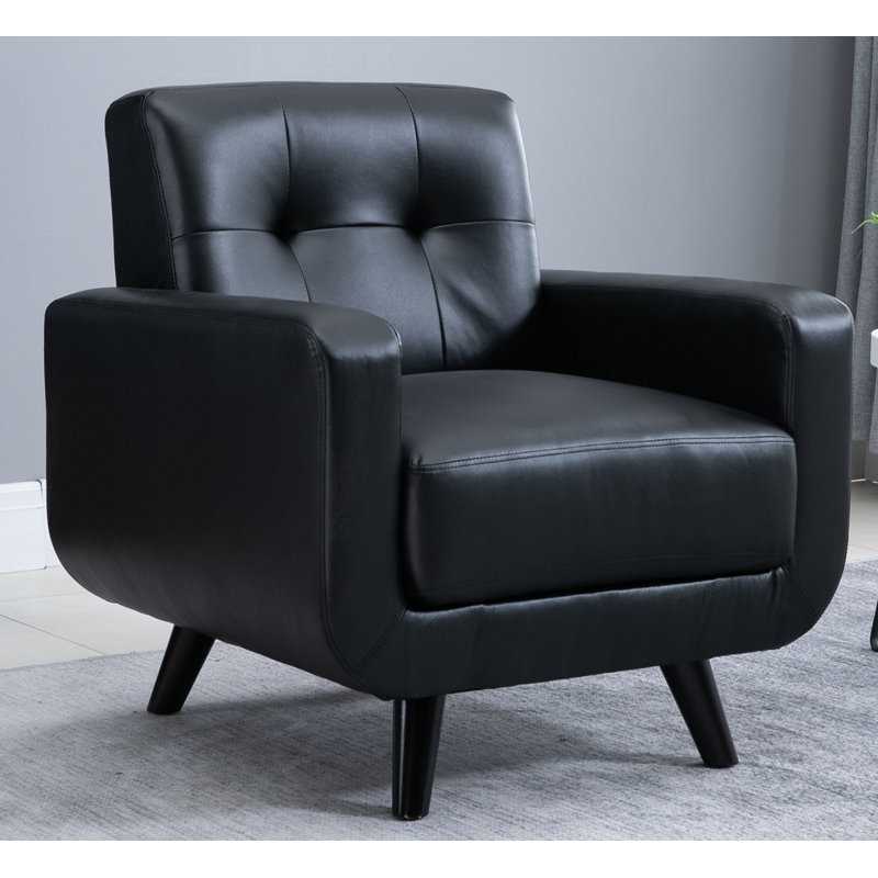 Fauteuil club capitonné de 31,5 po de largeur Armstong, Similicuir Blake