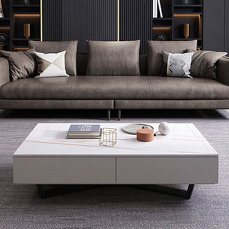 Table à thé Superior Rock, H 15,28 po x L 55,12 po x l 31,5 po, Blanc