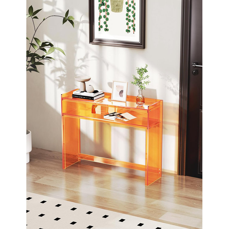 Acrylic Console Table, Orange