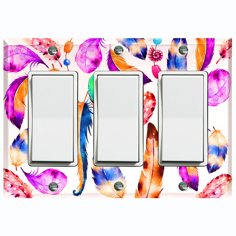 Patterned 3 - Gang Toggle Light Switch Standard Wall Plate