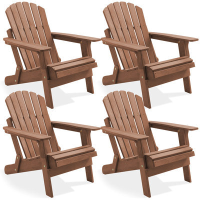 Set of 4 Oversized Folding Wooden Adirondack Chair by Casafield