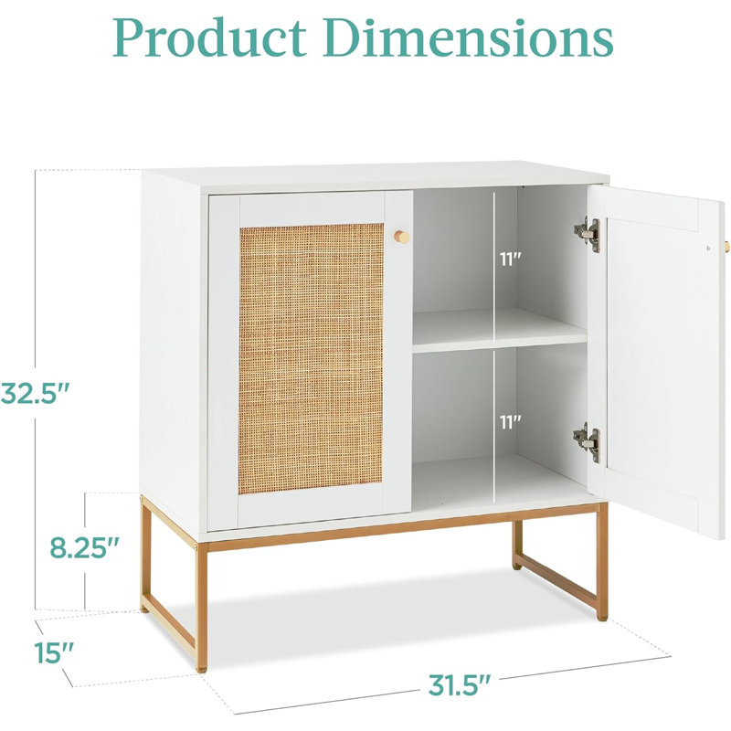 Britaney Accent Cabinet, White/Gold