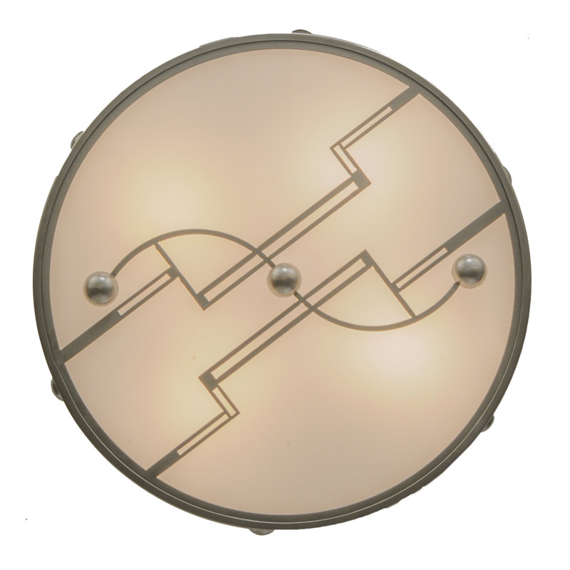 Nickel and Glass Art Deco Flush Mount Light