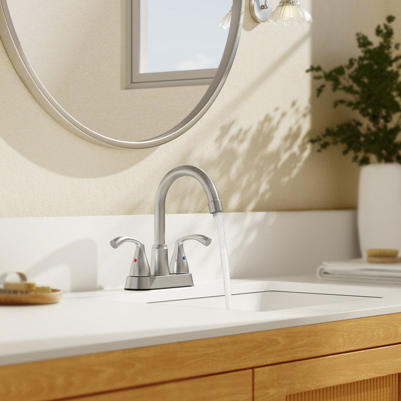 NO 2-handle Bathroom Faucet with Drain Assembly, Brushed Nickel
