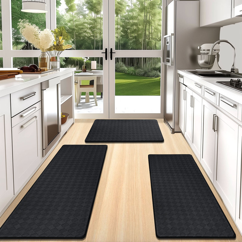  Tapis de cuisine anti-fatigue sur pied (ensemble de 3), Noir