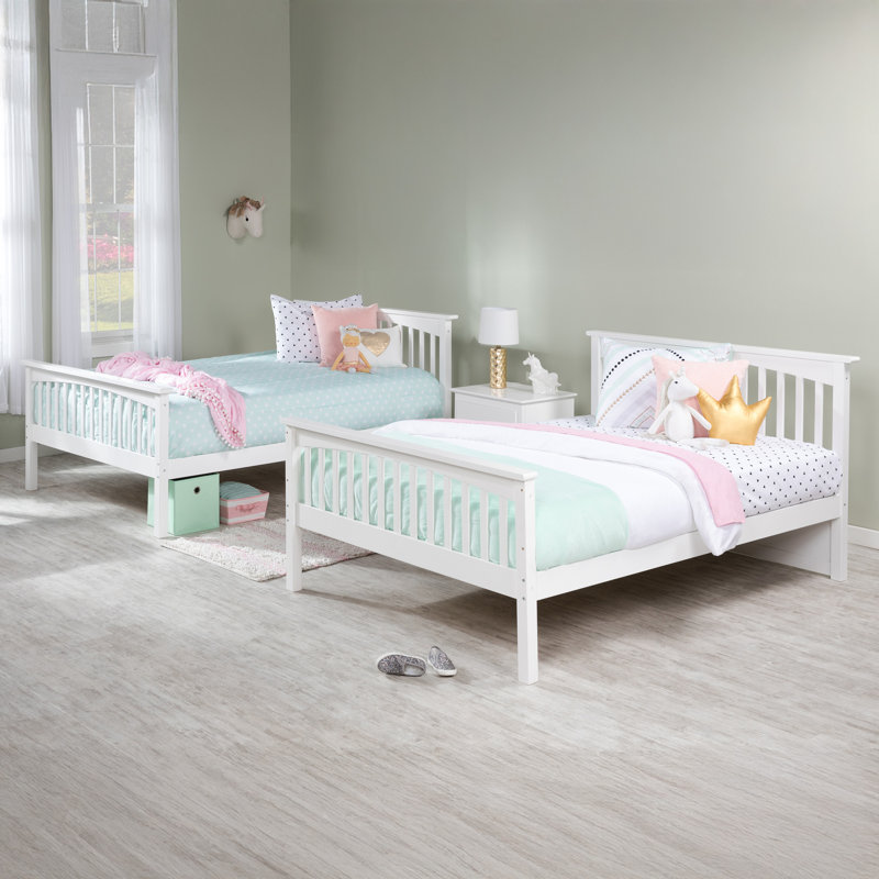 Blaisdell Solid Wood Bunk Bed with Safety Rails, Ladder and Trundle, Full Over Full, White