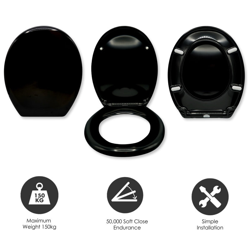Oval Hard Toilet Seat, Black
