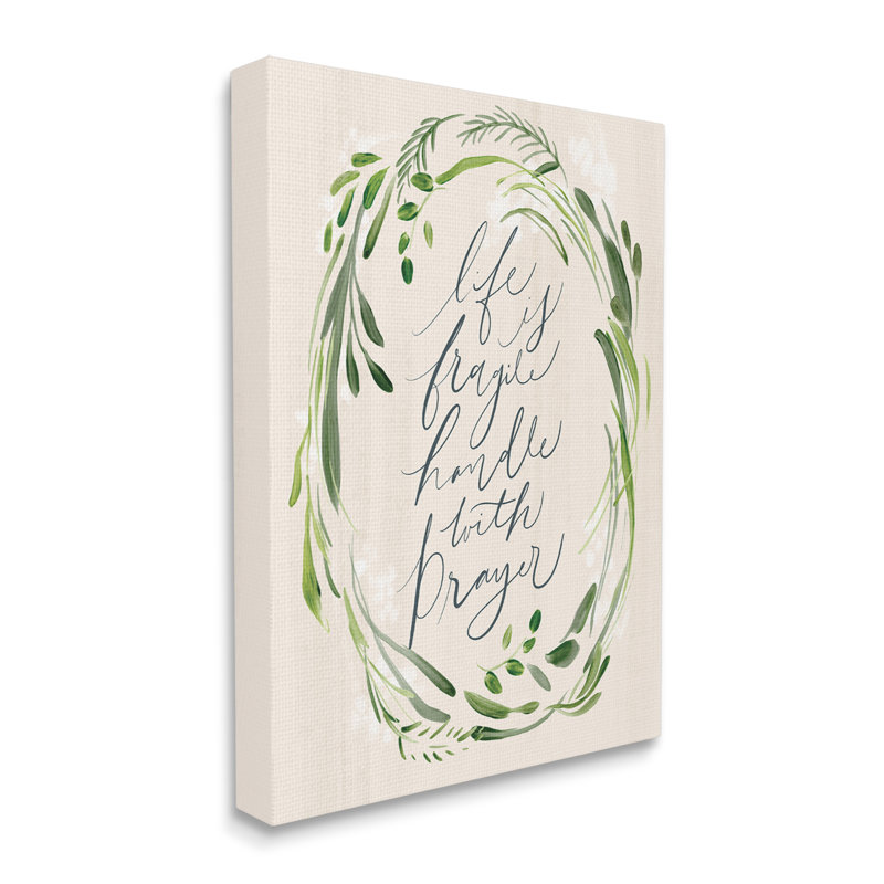 Religious Prayer Phrase Script Botanical Leaf Border by Caverly Smith - Wrapped Canvas Print, 40" H x 30" W x 1.5" D