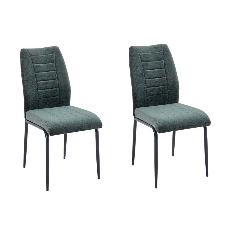 50cm H Polyester Blend Upholstered Metal Side Chair, Green