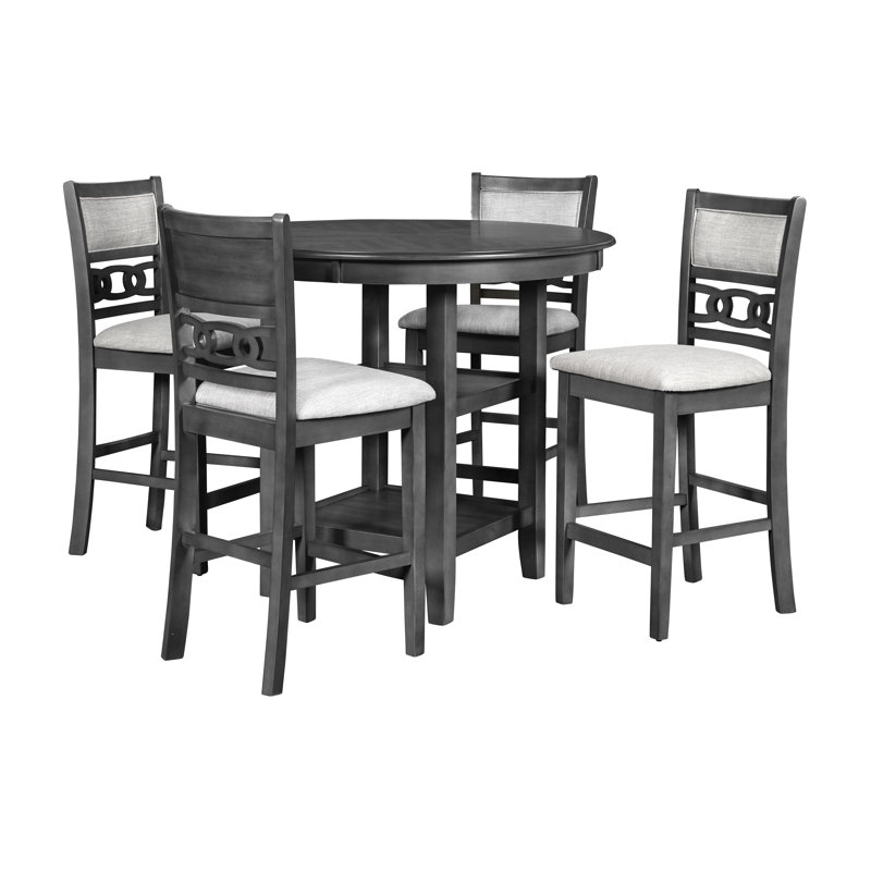 Ensemble de salle à manger Ziemer Jackins, Gris, H 36,25 po x L 42,25 po x l 42,25 po