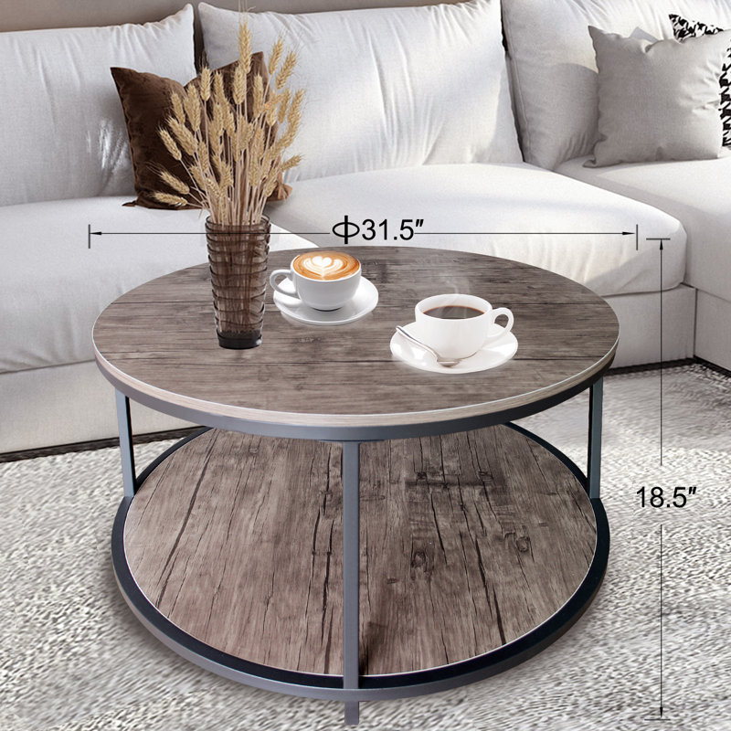 Coffee Table, Black Metal Rack, Antique Wood