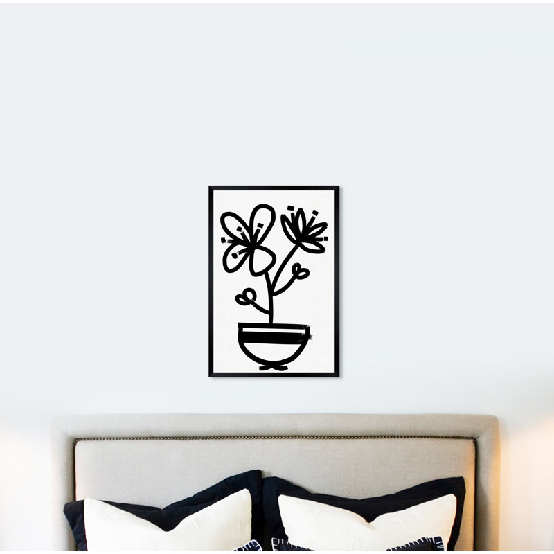 " Flowers In Bloom Floral And Botanical " Painting Print, Black Framed, 20" H x 30" W