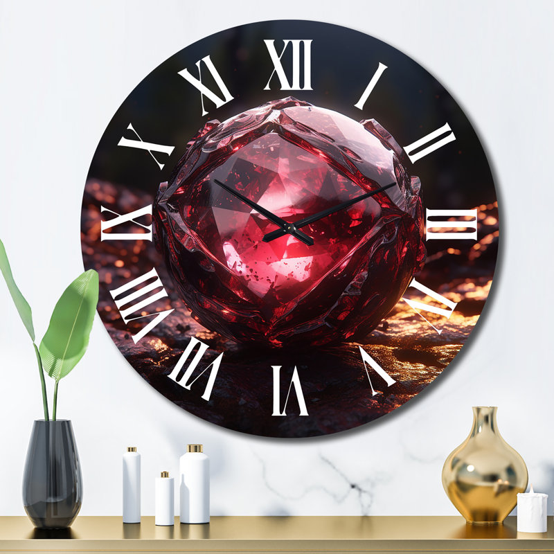Horloge murale Red Gold Vibrant Stones, Grand