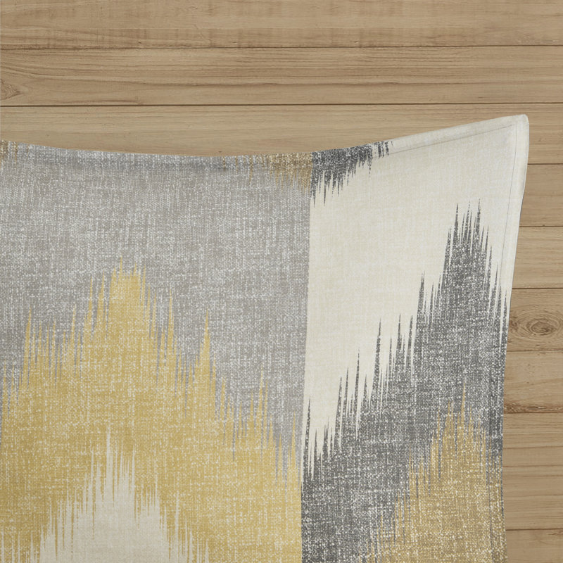 Full/Queen Blush and Gray Cotton Ikat Sham Set