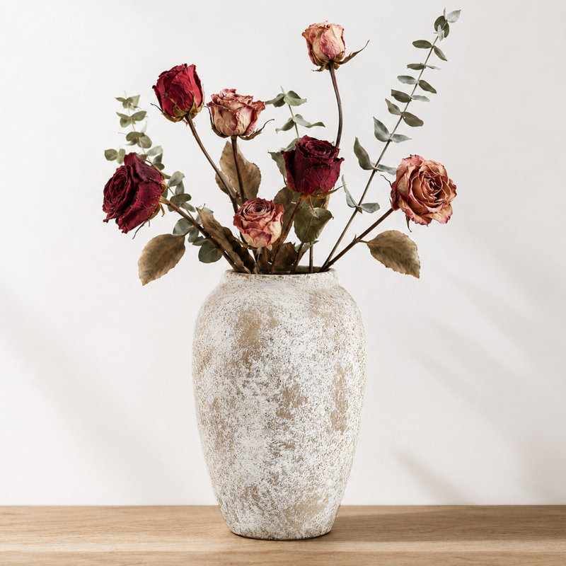 5.3" Distressed Textured Ceramic Table Vase, 5.71" H x 5.71" W x 5.71" D