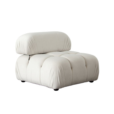 Chaise sans accoudoirs Paloma en velours crème clair