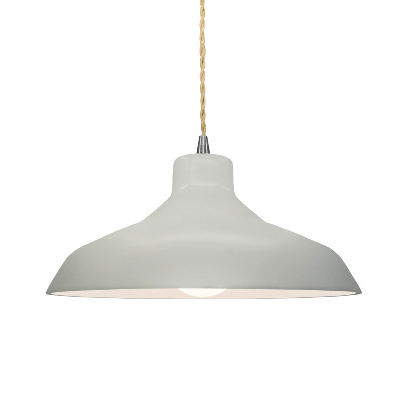 Fallon - Light Dome Pendant, 6.25" H x 13.5" W x 13.5" D, Matte White, Brushed Nickel