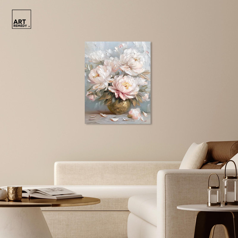Tender Pink Swirl Canvas Elegant Florals par , H 36 po x l 30 po, Toile tendue