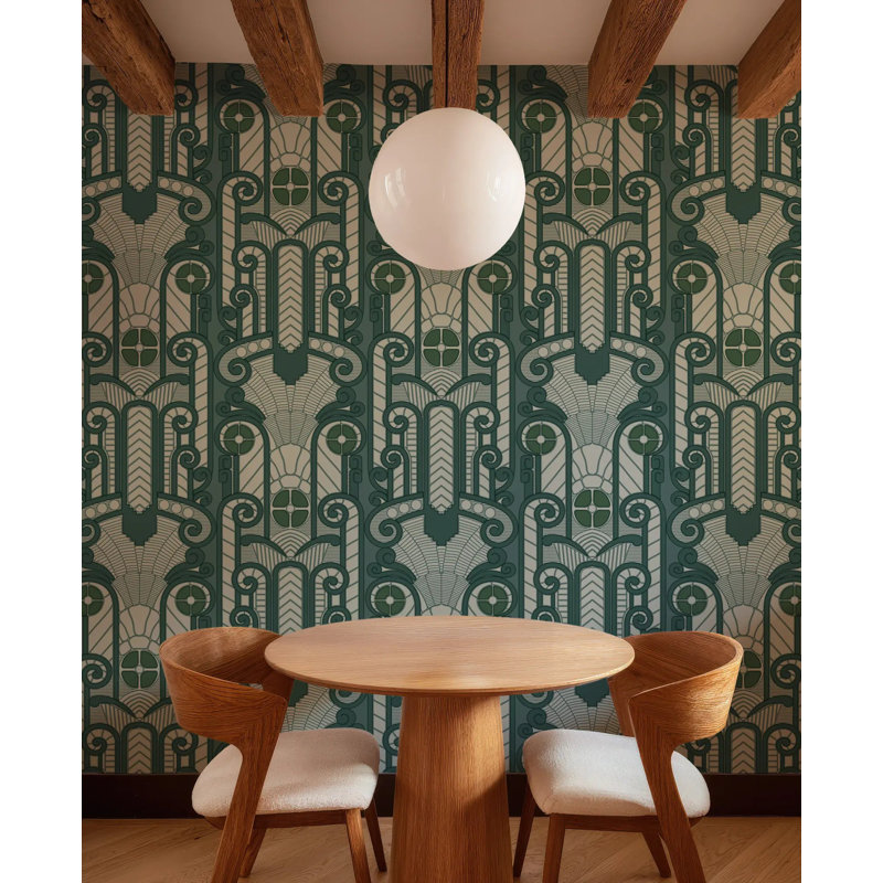 Congress Relief - Wallpaper, Deep Emerald, Peel & Stick, Self-Adhesive