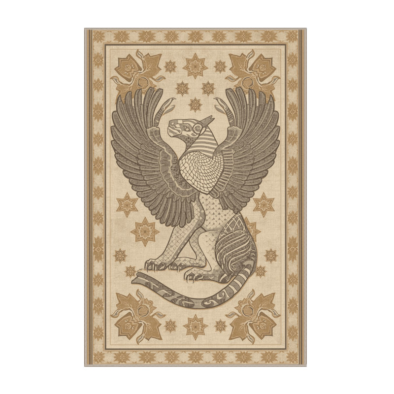 Tapis oriental beige lavable à la machine Classic Sphinx - reliure beige, 6 x 9