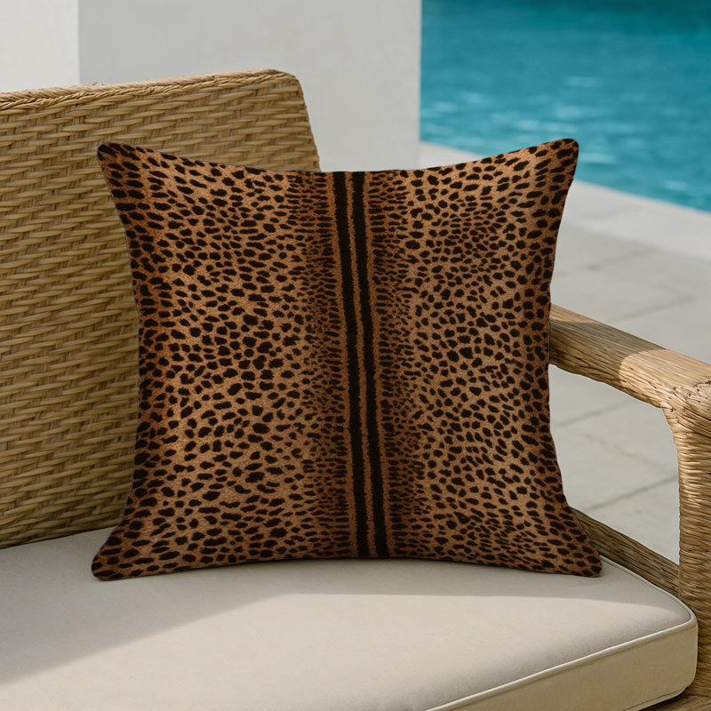 Coussin d'intérieur et d'extérieur, Imprimé animal noir, Carré 18 po