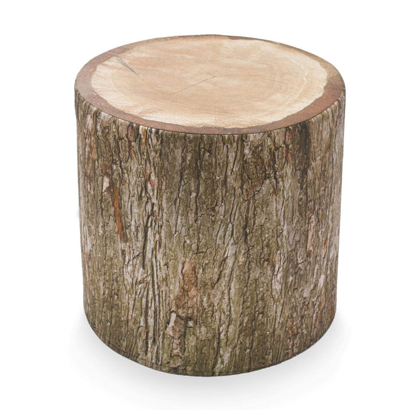 Cvetin Upholstered Pouf, Natural Wood 100% Polyester