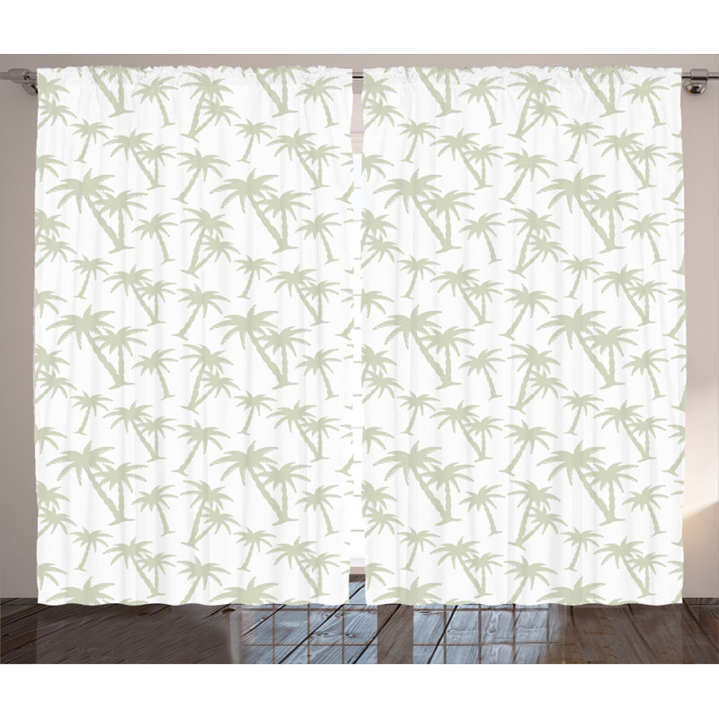 Tropical Semi-Sheer Rod Pocket Curtain Panels, 54" x 108"