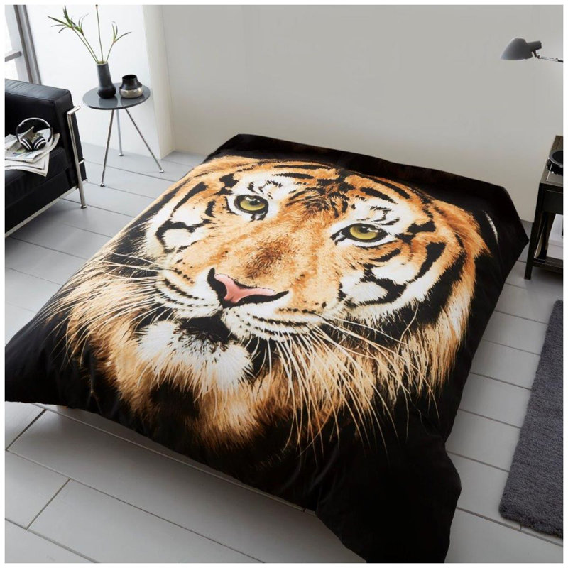  3D Printed Tiger Face Throw, Tiger Face Brown, 150cm x 200cm