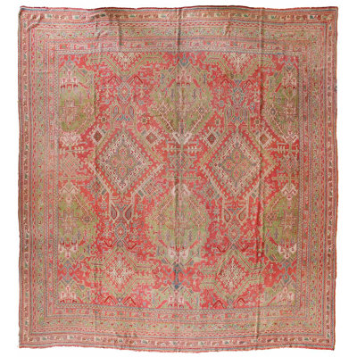 One-of-a-Kind 16'7" X 16'8" Before 1900 Wool Area Rug in Red