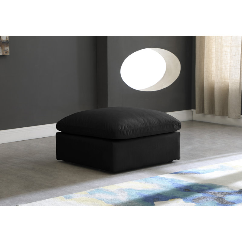 Atis Velvet Ottoman, Black Velvet