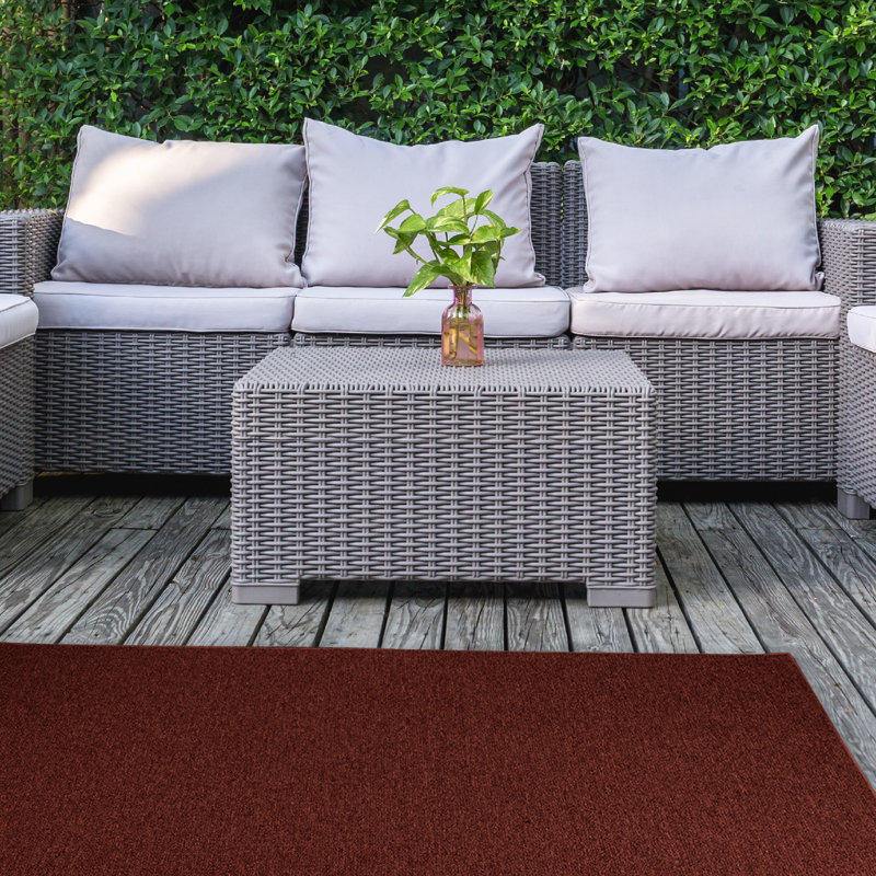 Indoor Outdoor Pet and Kids Friendly Solid Color Rust Area Rugs, Stain & Fade Resistance,  Perfect for Patio, Deck, Picnic, Beach, Backyard, Event, Camping & Wedding Rug