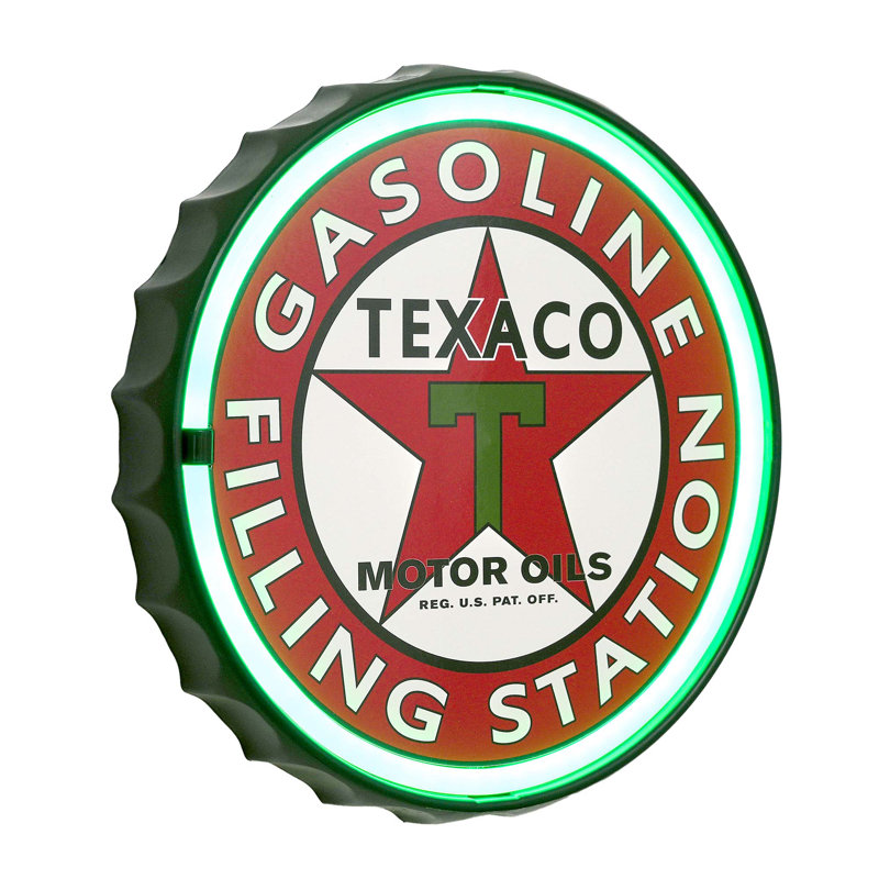 Trinx Texaco Gasoline Filling Station Round Neon Rope Bar Sign - 12"