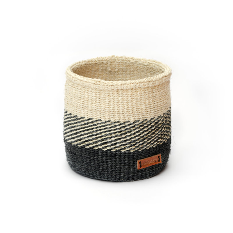 Panier moyen en sisal naturel / noir, 15" H x  15" W x  15" D