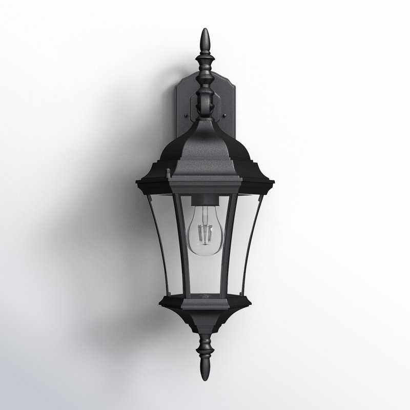 Lanterne murale d'extérieur biseautée noire Antroine, H 21 po x l 8 po x P 8 po