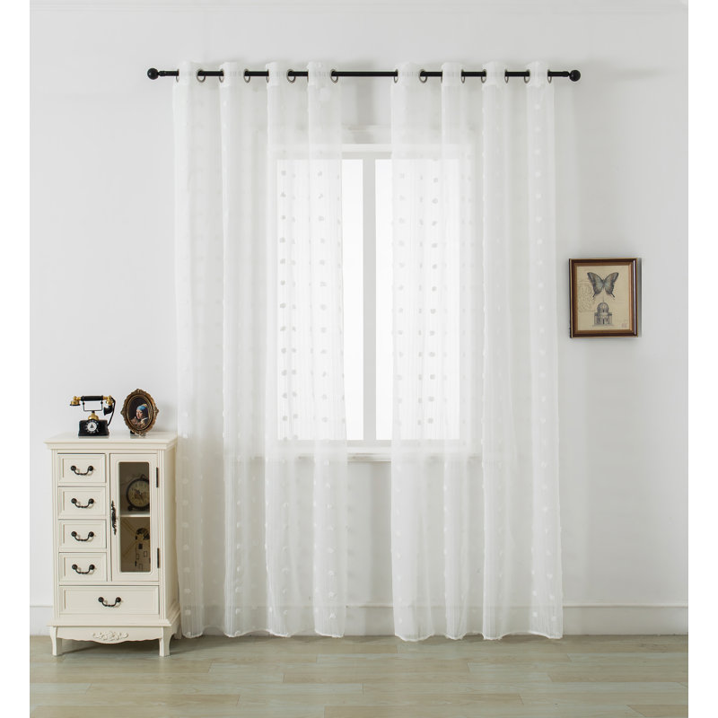 Mkenzi Polyester Semi-Sheer Gromments Curtain Pair, 52" W x 63" L
