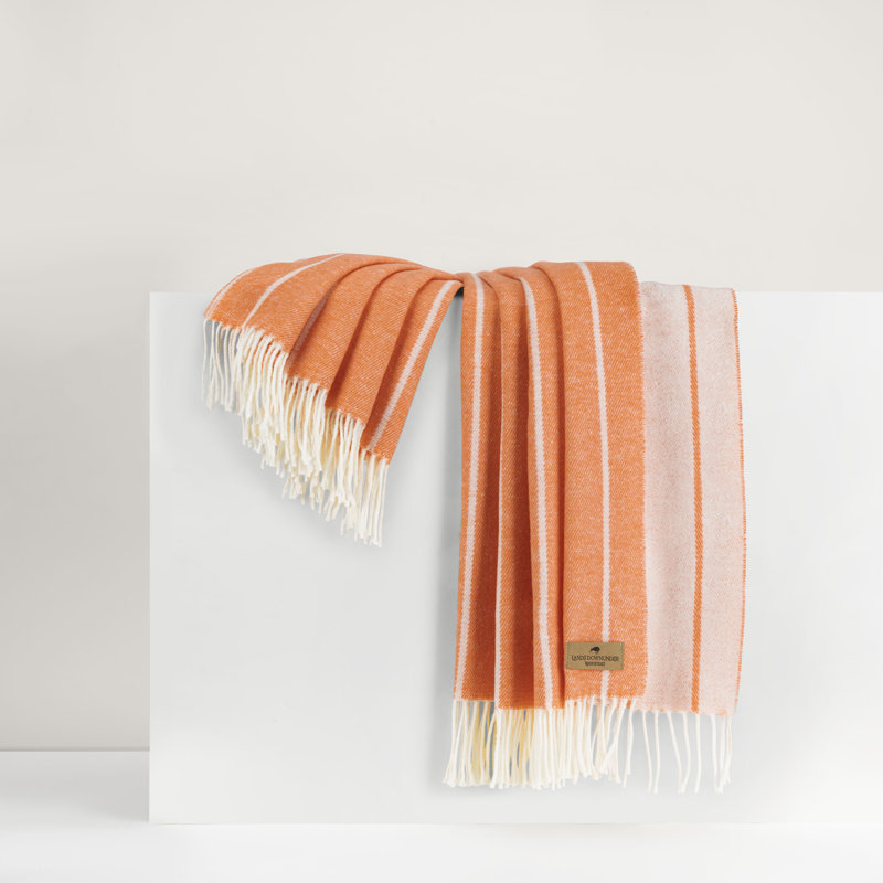 Crystal Blue Fiji Stripe Throw, Orange Striped