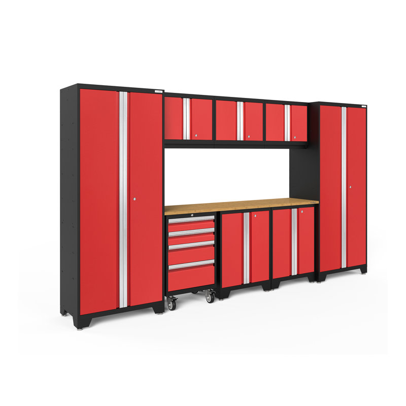 Armoire de rangement Bold Series, Rouge, Bambou, Eight Cabinets