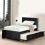 Lit double Commodius avec similicuir espresso Rundle, noir-29674191-29674192