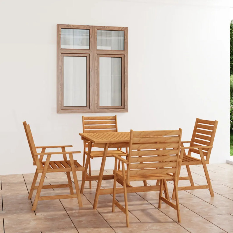 Pavlik 4 - Person Acacia Patio Dining Set with Square Table
