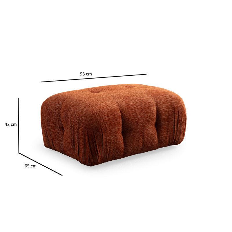 Pouf élégant avec structure en bois de hêtre, tissu orange, 37,4 x 25,6 x 29,5 pouces | Revêtement 100% polyester, coussins inclus | Mousse grise douce et mousse de silicone pour le confort | Idéal pour décorer un salon ou une chambre à coucher
