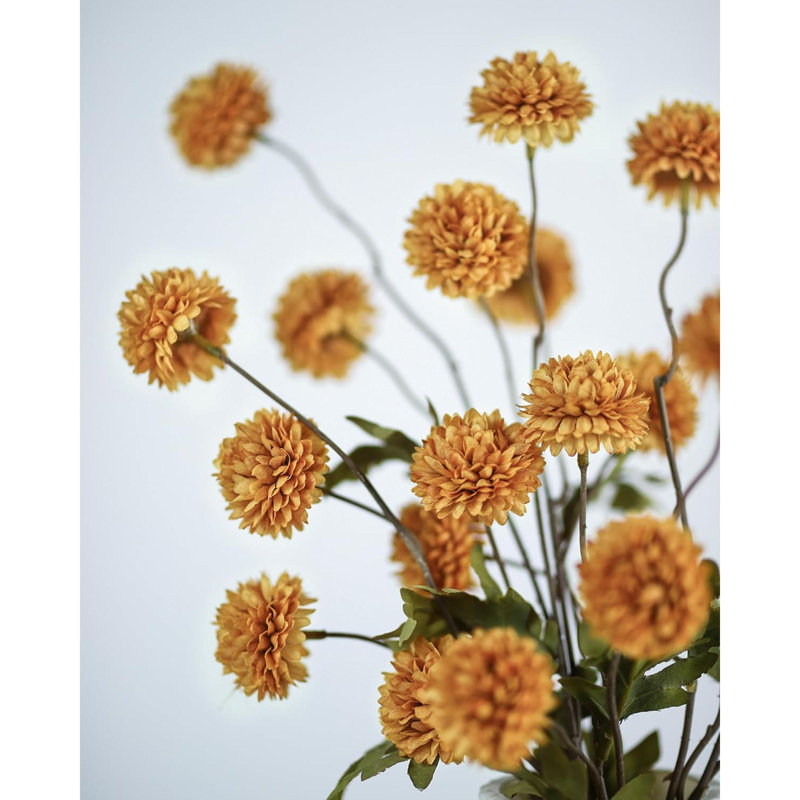 6Pcs Artificial Flowers Faux Silk Pompon Mum,Artificial Kiku Flower White For DIY Wedding Bouquets Centerpieces Vase Home Table Kitchen Decorations