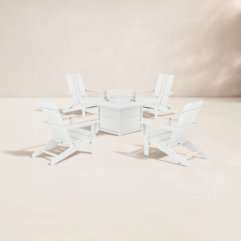Chaise Adirondack d'extérieur pliable avec table, Blanc