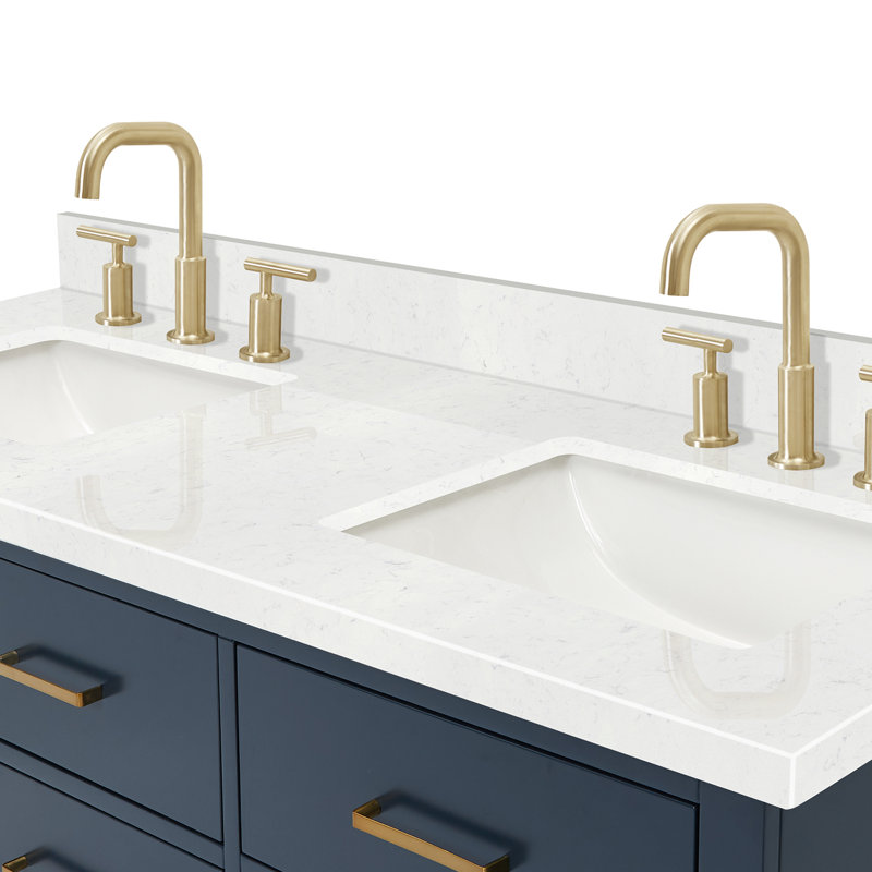 Macolm 72.25'' W Double Vanity, Midnight Blue, Satin Brass, 72"