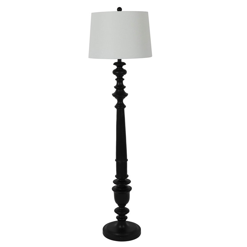 Lampe sur pied traditionnelle Dairyn, Noir, Blanc