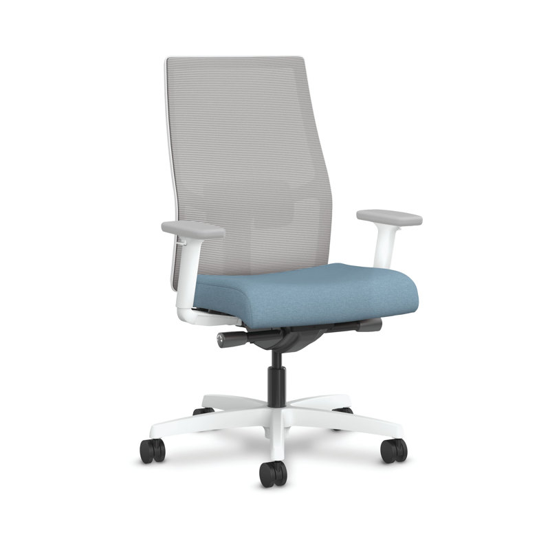 Chaise de bureau en filet HON Ignition 2.0, tissu de basalte, filet de brouillard, structure blanche, gris titane, Blanc