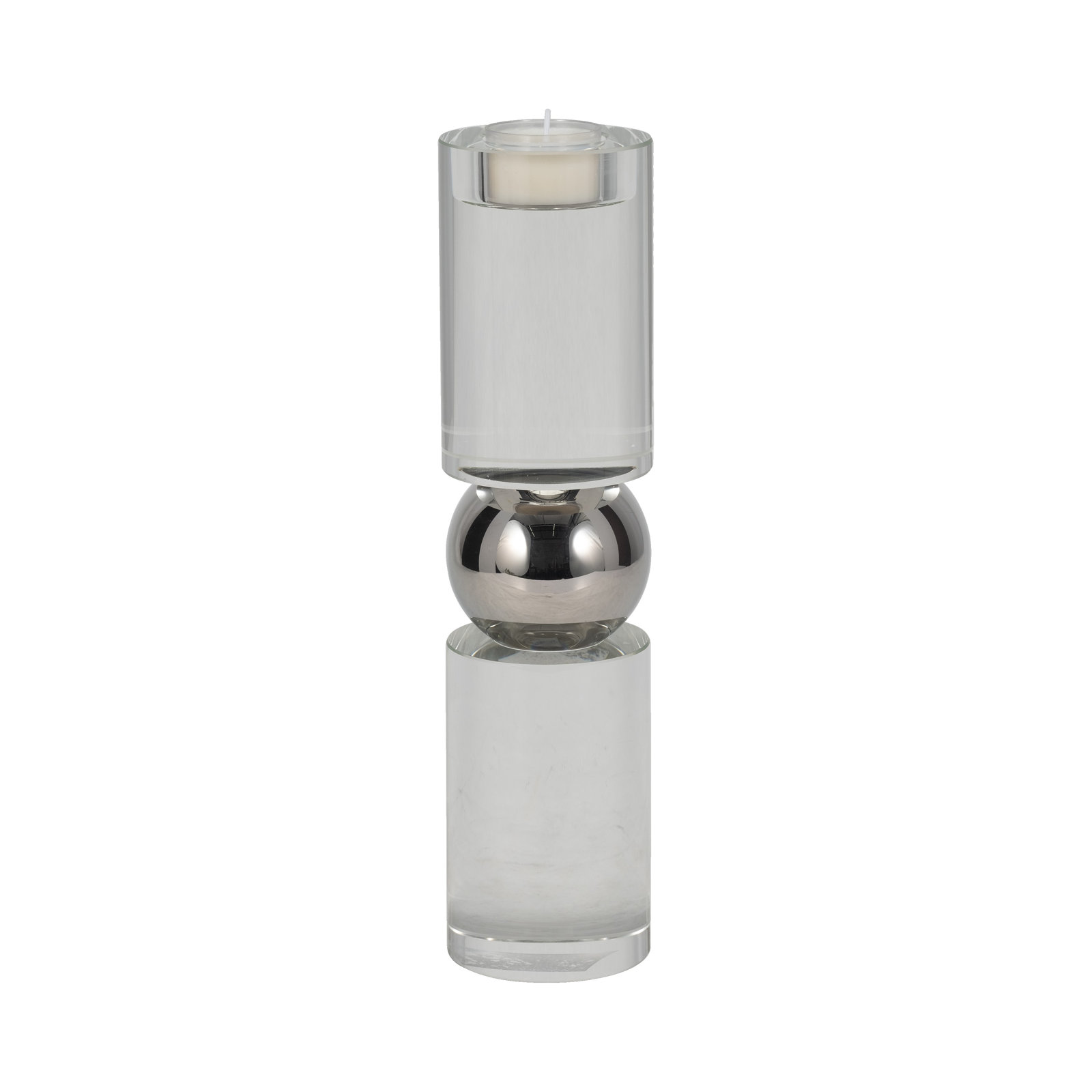 Joss & Main Riter Crystal Candlestick, Silver, 11" H x 3" W x 3" D