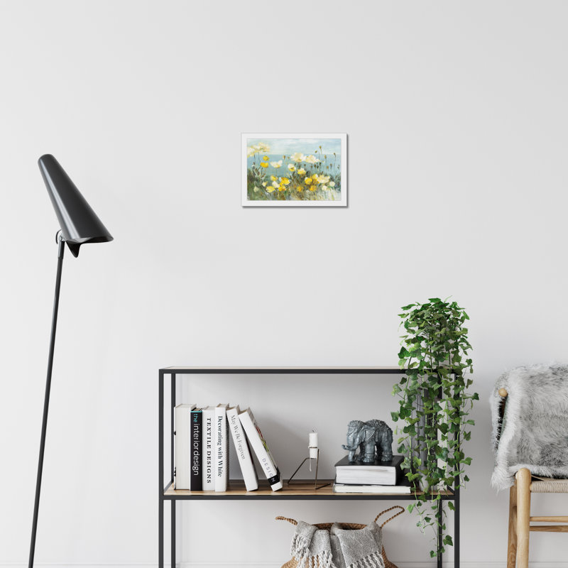 Field Of Poppies Bright Crop by Danhui Nai - Painting, 24cm H x 34cm W, White Framed Paper Print