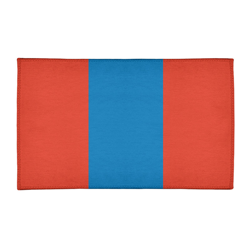 Tapis orange/bleu rayé, Rectangle 5 pi x 7 pi