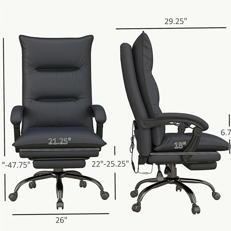 Chaise de bureau en microfibre avec massage, chauffage et repose-pieds, gris